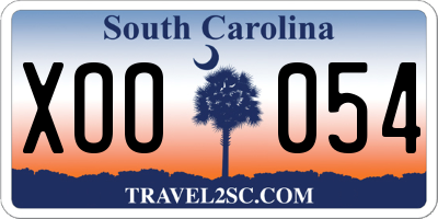 SC license plate XOO054