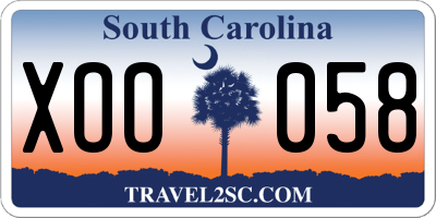 SC license plate XOO058
