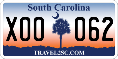 SC license plate XOO062