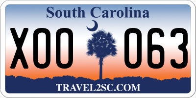 SC license plate XOO063