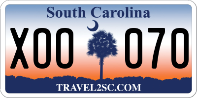 SC license plate XOO070