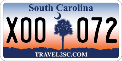 SC license plate XOO072