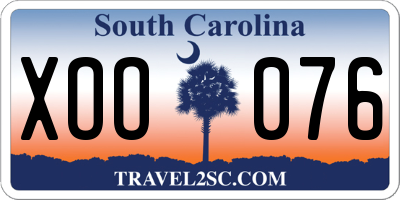 SC license plate XOO076