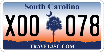 SC license plate XOO078