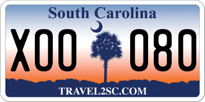 SC license plate XOO080