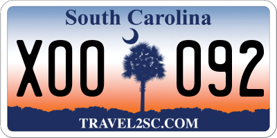 SC license plate XOO092