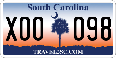 SC license plate XOO098