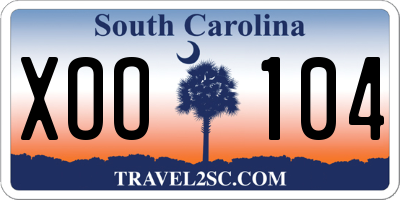 SC license plate XOO104