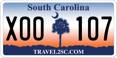 SC license plate XOO107