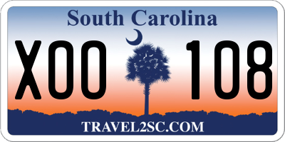 SC license plate XOO108