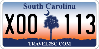 SC license plate XOO113