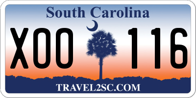 SC license plate XOO116
