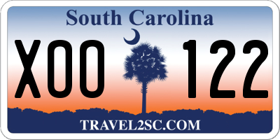 SC license plate XOO122