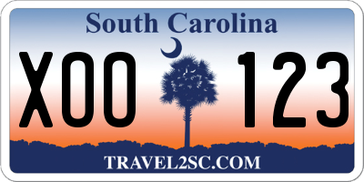 SC license plate XOO123