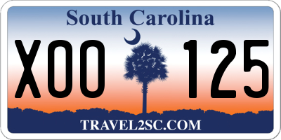 SC license plate XOO125