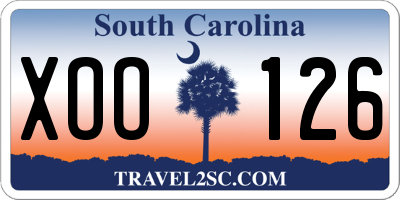 SC license plate XOO126