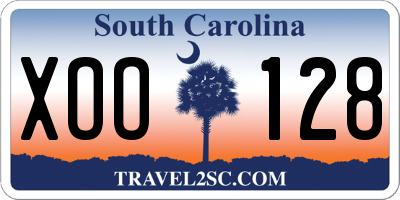SC license plate XOO128