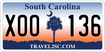 SC license plate XOO136