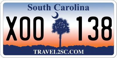 SC license plate XOO138