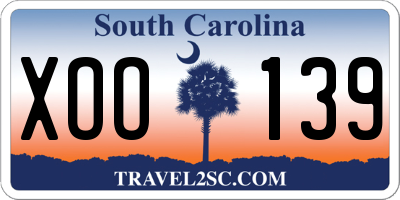 SC license plate XOO139