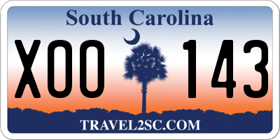 SC license plate XOO143