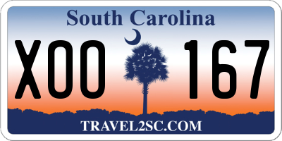 SC license plate XOO167