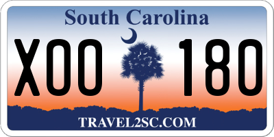 SC license plate XOO180