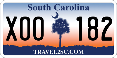 SC license plate XOO182
