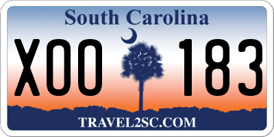 SC license plate XOO183
