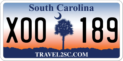 SC license plate XOO189