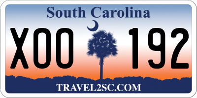SC license plate XOO192
