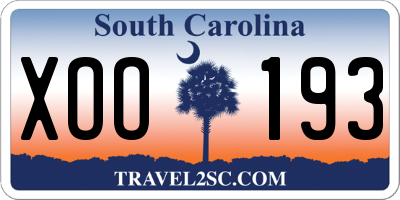 SC license plate XOO193