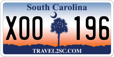 SC license plate XOO196