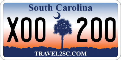 SC license plate XOO200