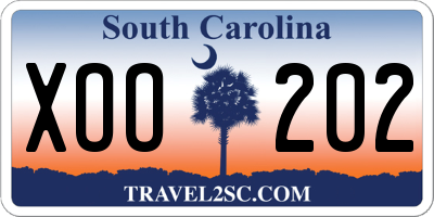 SC license plate XOO202