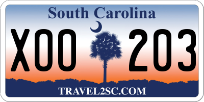 SC license plate XOO203