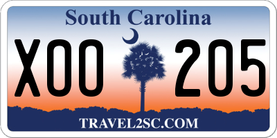 SC license plate XOO205