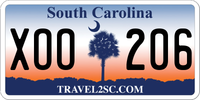 SC license plate XOO206