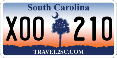 SC license plate XOO210