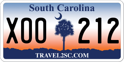 SC license plate XOO212