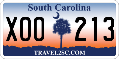 SC license plate XOO213