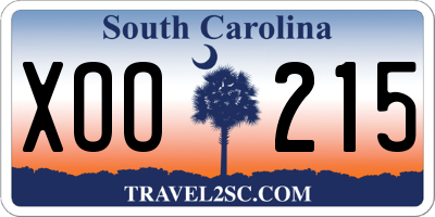 SC license plate XOO215