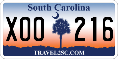 SC license plate XOO216