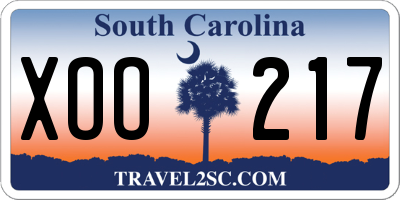 SC license plate XOO217