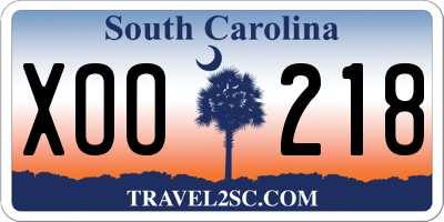 SC license plate XOO218