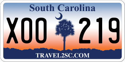 SC license plate XOO219