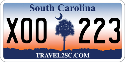 SC license plate XOO223