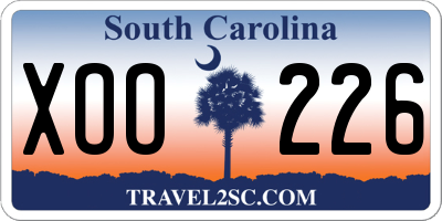 SC license plate XOO226