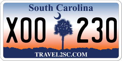 SC license plate XOO230