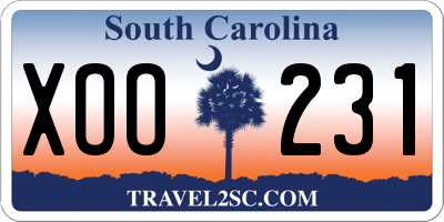 SC license plate XOO231